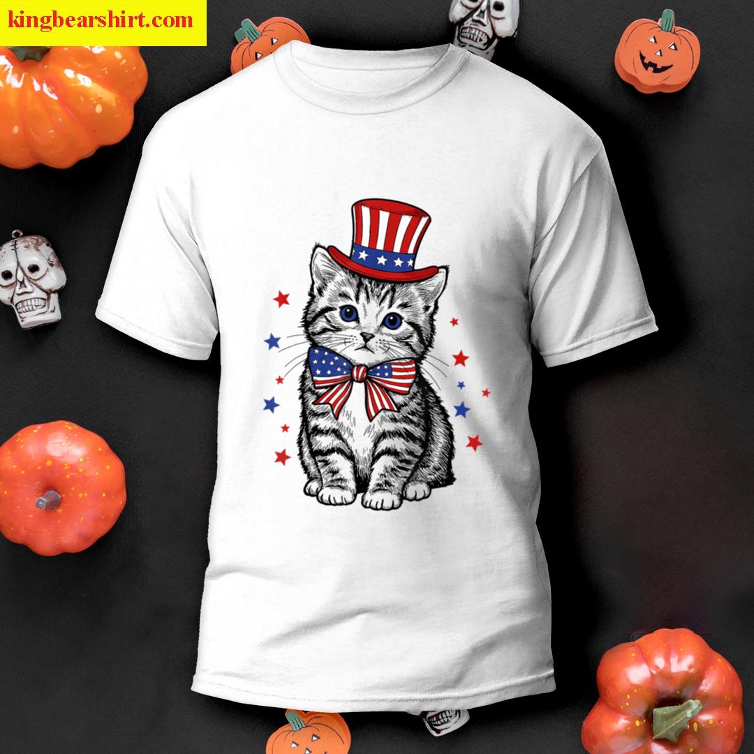 4th Of July Cat America Women Men Kids Funny Patriotic T-shirt