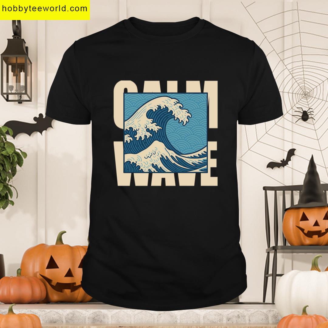 Calm Wave Japanese Minimalist Ocean Art Print Oversized T-shirt