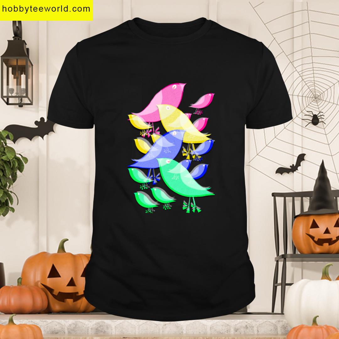 Colorful Birds Pop Art Illustration T-shirt