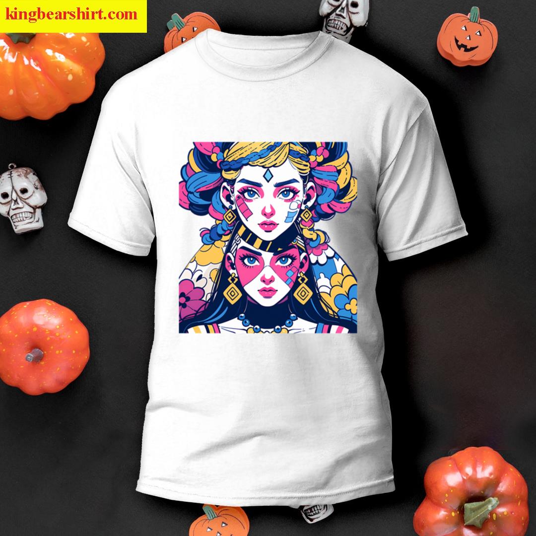 Colorful Girls Animated Vibrant Characters Celebration Style Diversity T-shirt