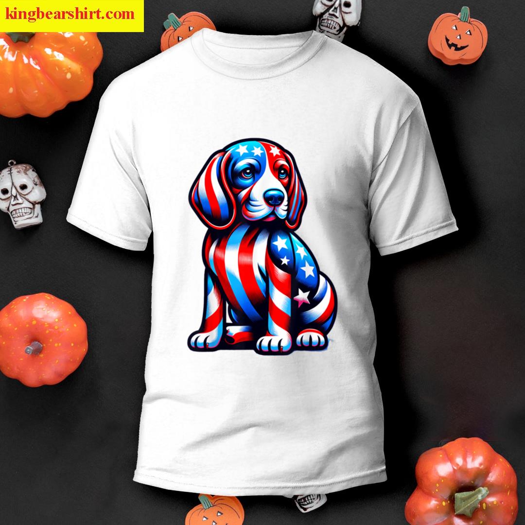 Cute Beagle Dog Usa Flag Women Men Dog Lovers 4th Of July T-shirt
