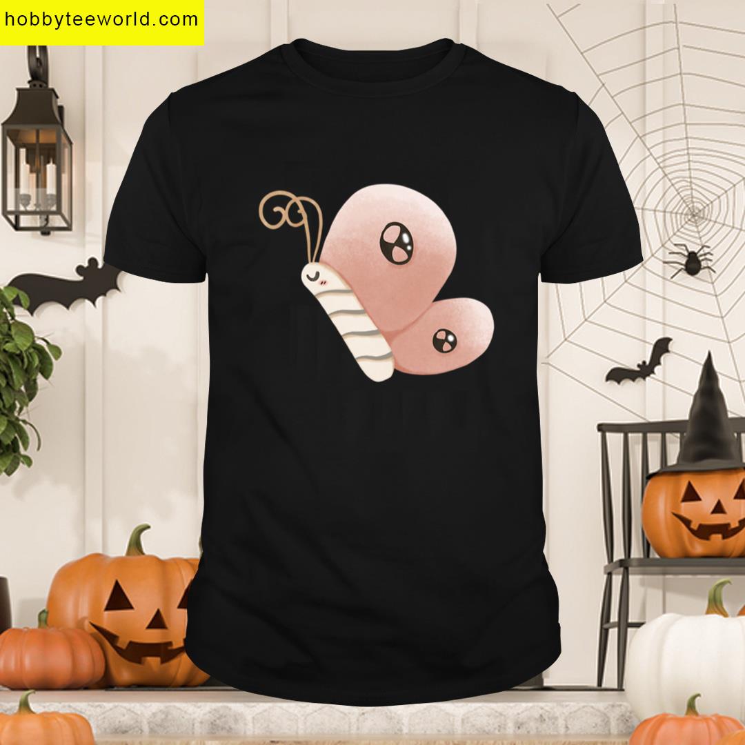 Cute Kawaii Pink Butterfly Cartoon Adorable Butterfly Illustration T-shirt