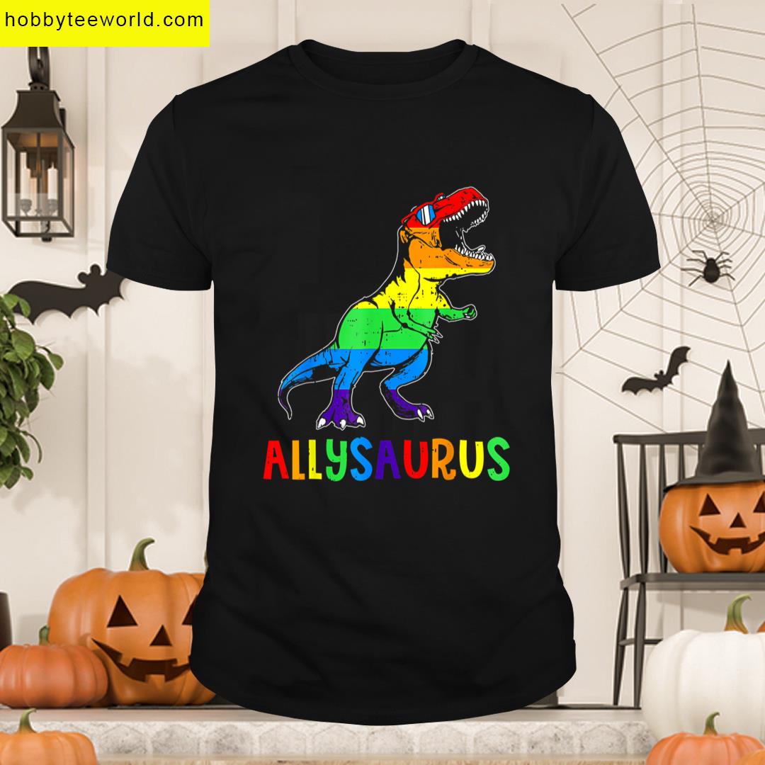 Dinosaur Rex Lgbt Gay Pride Flag Allysaurus Ally Men Boys T-shirt