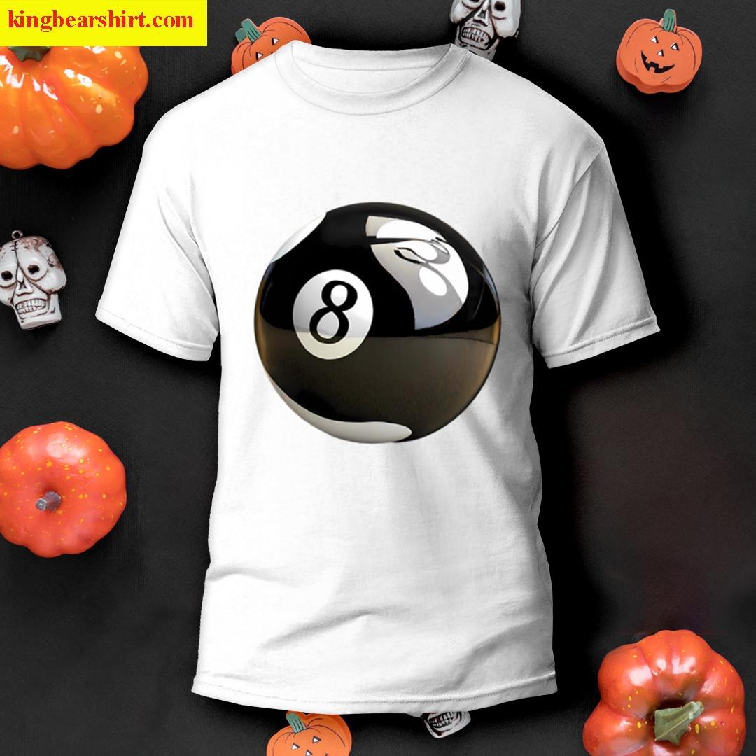 Eight Ball Black White Art Illustration Pool Billiards T-shirt