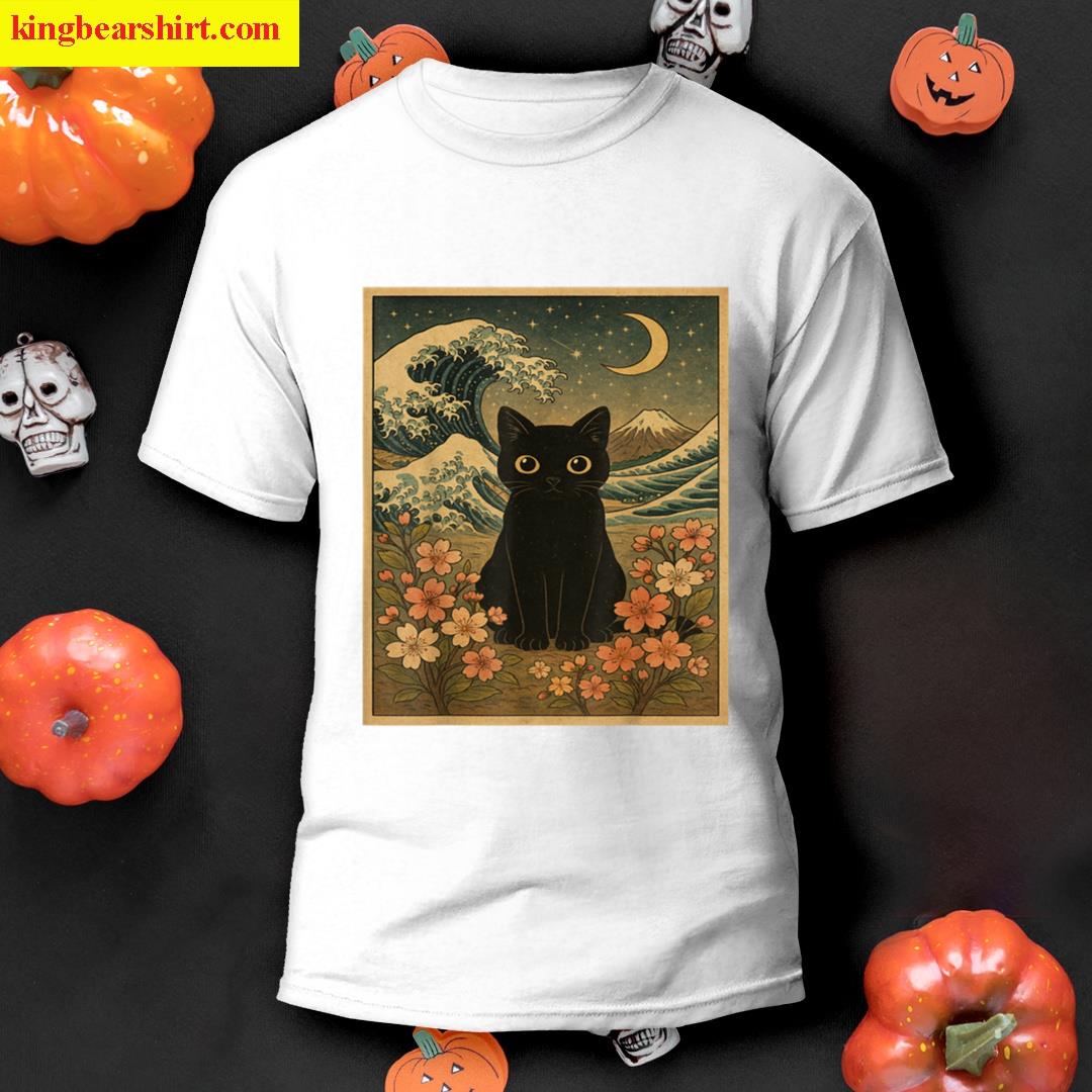 Funny Cat Graphic Tees For Women Men Funny Gift Japanese Art T-shirt