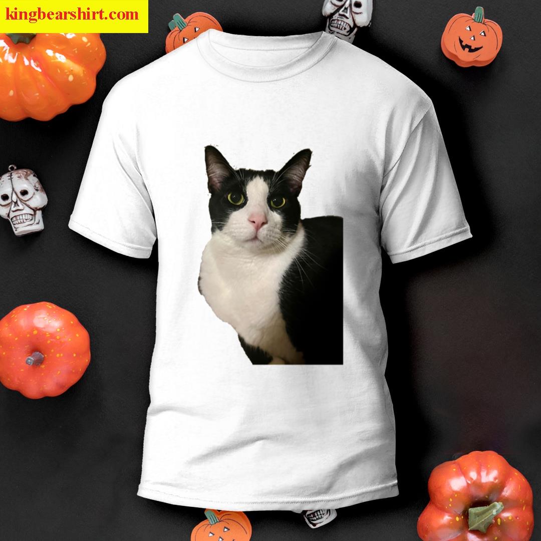 Funny Cat Sticker Meme Tuxedo Cat Big Eyes Silly Animal Pet T-shirt