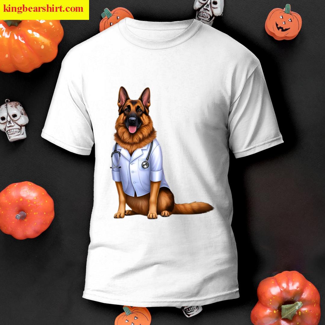 German Shepherd Doctor Cute Physician Dog Art For Dog Lovers T-shirt