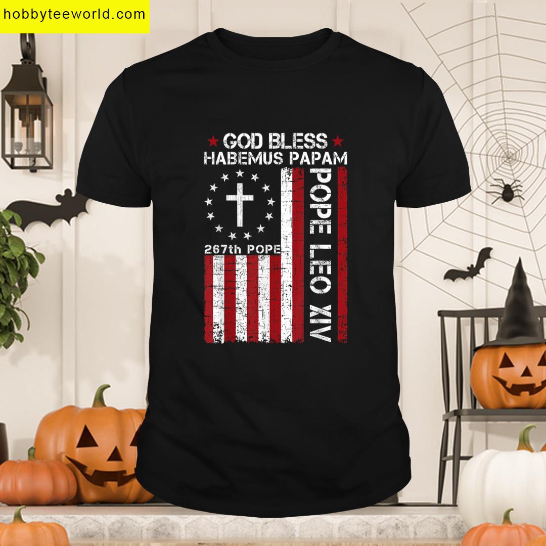 Habemus Papam God Bless 267th Pope Leo Xiv Usa American Flag T-shirt