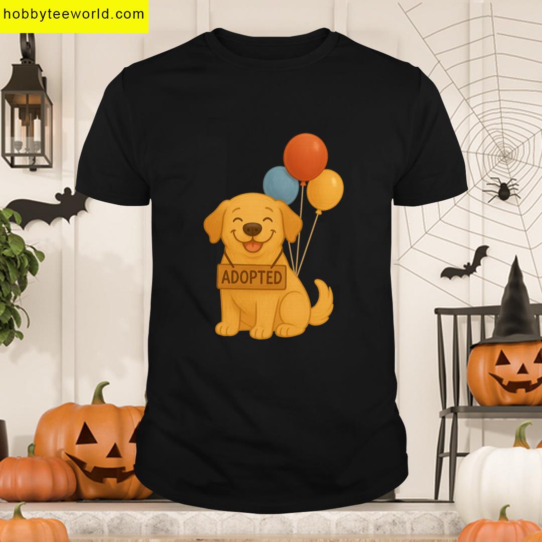 Happy Adopted Labrador Retriever With Balloons Illustration T-shirt