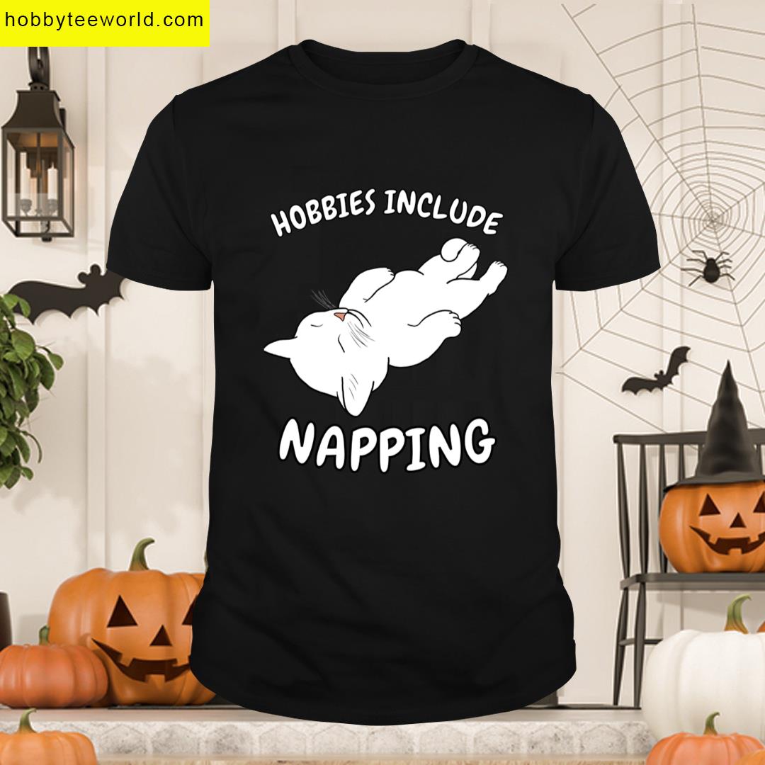 Hobbies Include Napping Sleeping White Cat T-shirt