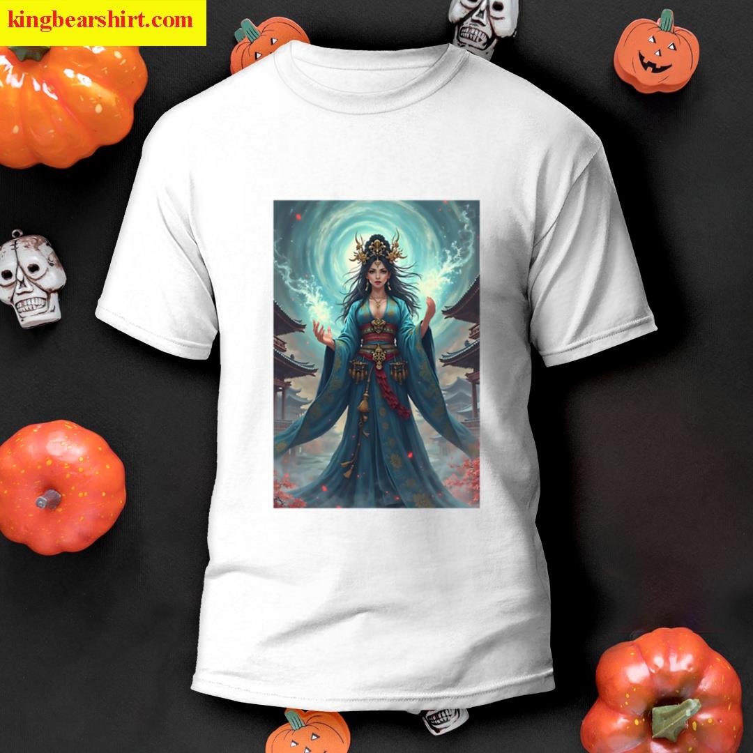 Japanese Witch In Kimono Fitted Scoop T-shirt