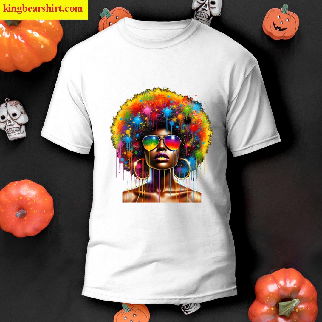 Juneteenth Black Womens Queen Afro African Melanin Dripping T-shirt