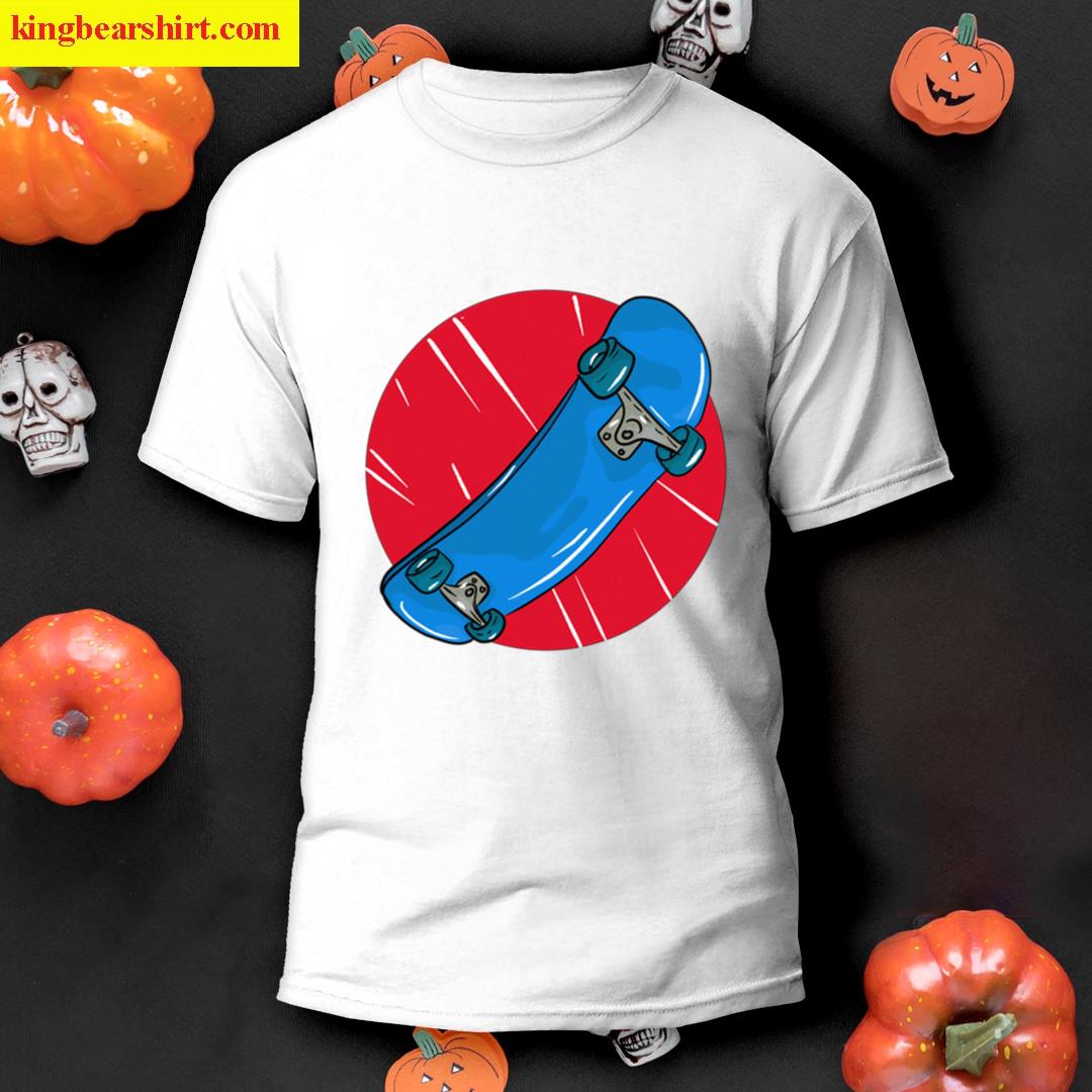 Light Blue Skateboard With Red Circle And Lines Oversized T-shirt