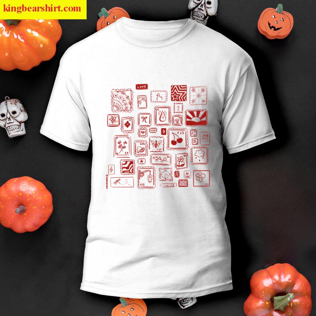 Aesthetic Red Stamps Doodle T-shirt