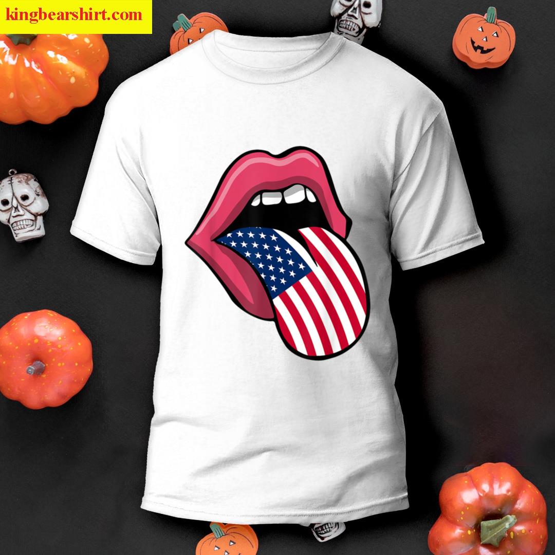 American Flag Tongue Lips T-shirt