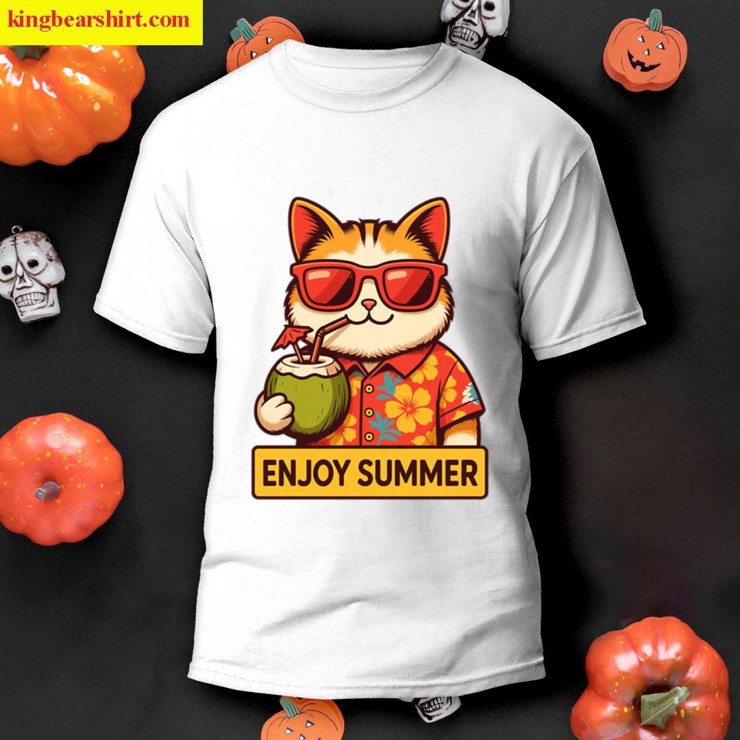 Cute Summer Cat Beach T-shirt