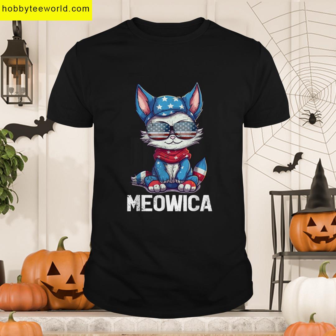 Funny Meowica Cat Patriotic T-shirt