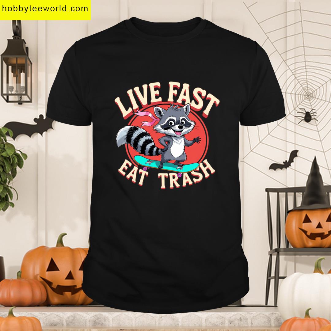 Funny Raccoon Skateboarding Graphic Oversized Tee T-shirt