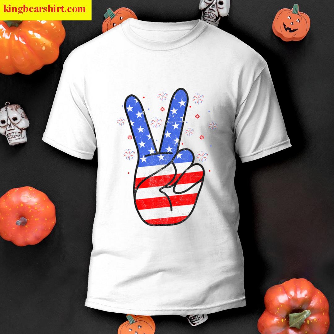 Patriotic America Flag Peace Sign T-shirt