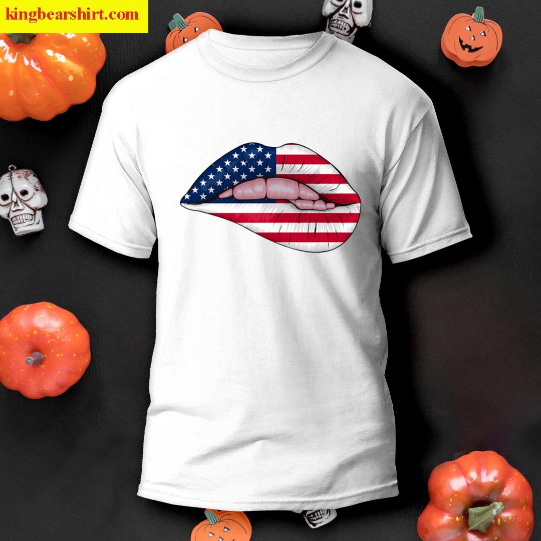 Patriotic Us America Flag Lips T-shirt