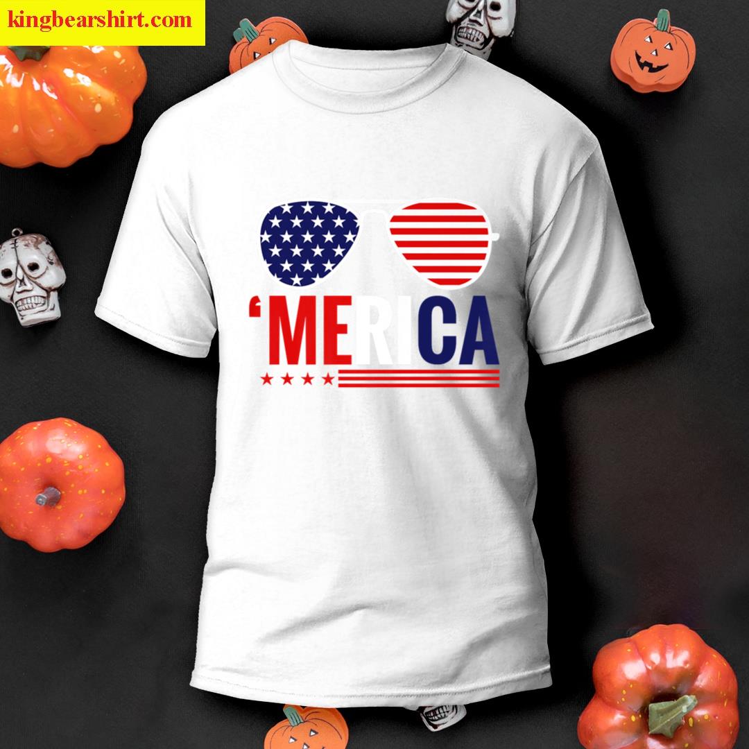Patriotic Us America Flag Sunglasses Tee T-shirt
