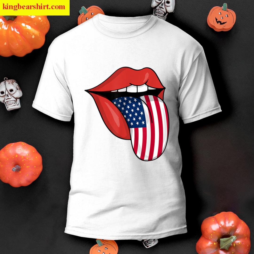 Us America Flag Patriotic Tongue Lips T-shirt