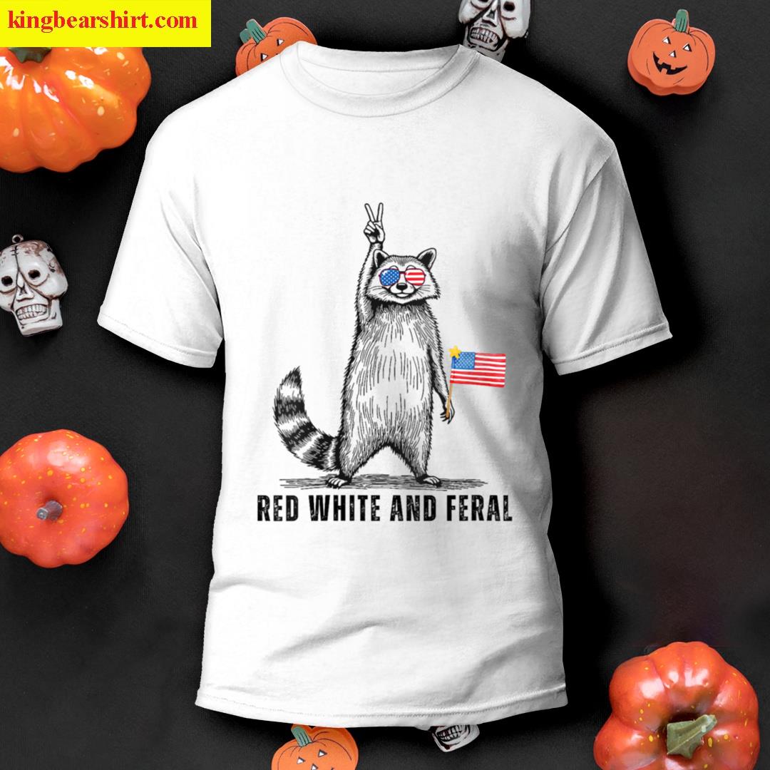 Womens Vintage Raccoon Patriotic T-shirt