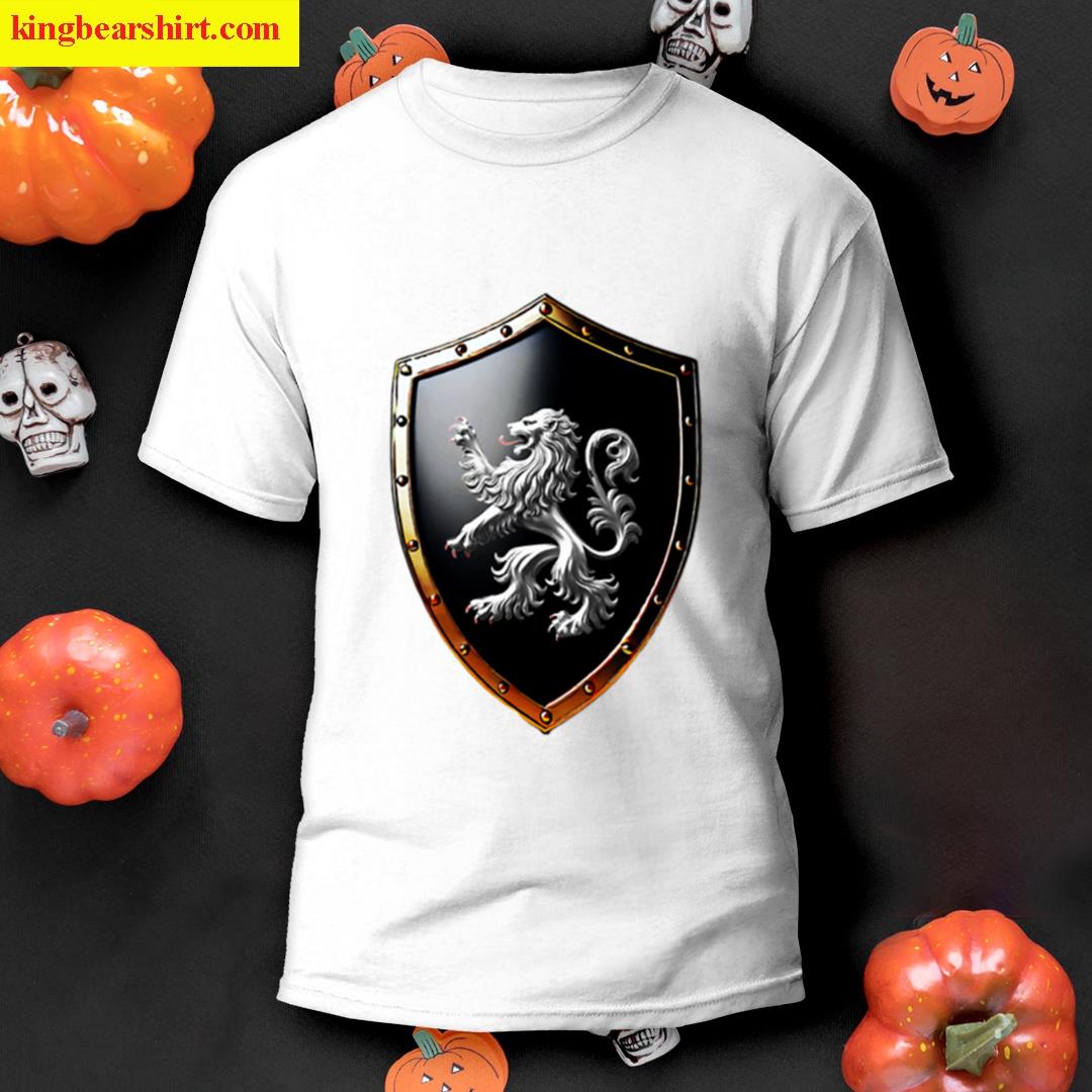 Lewis Shield Silver Lion Black Emblem T-shirt