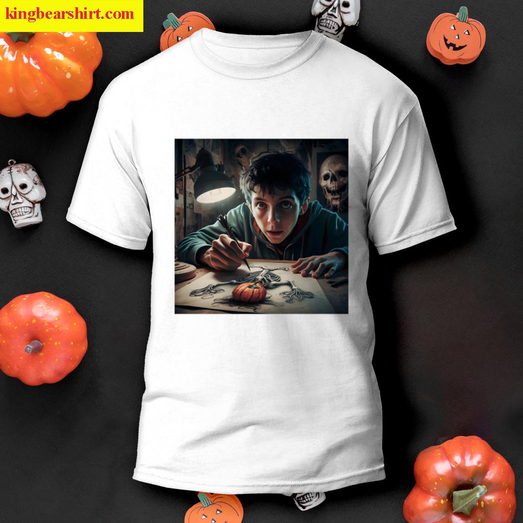 Pumpkin Skeleton Premium Design T-shirt