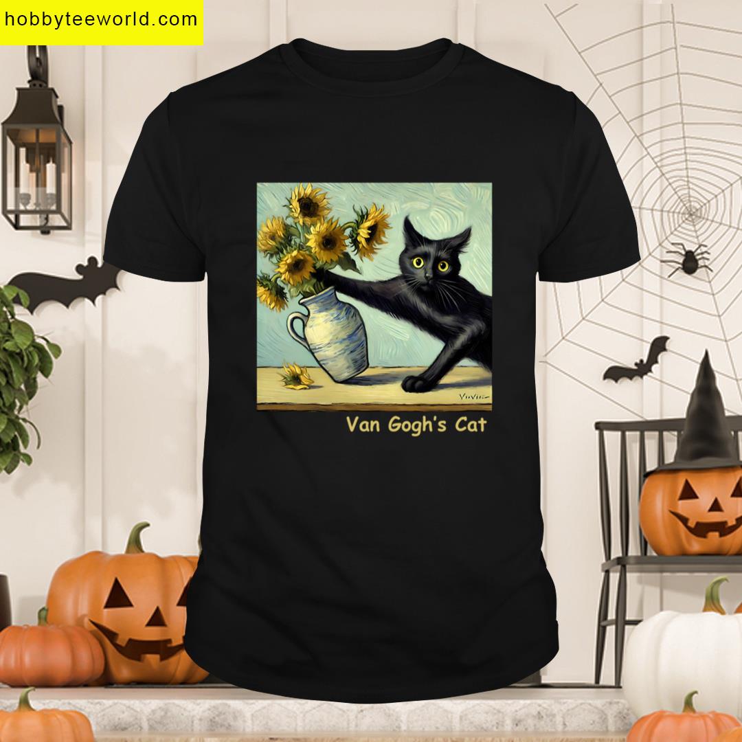 Van Goghs Cat Artistic Print T-shirt