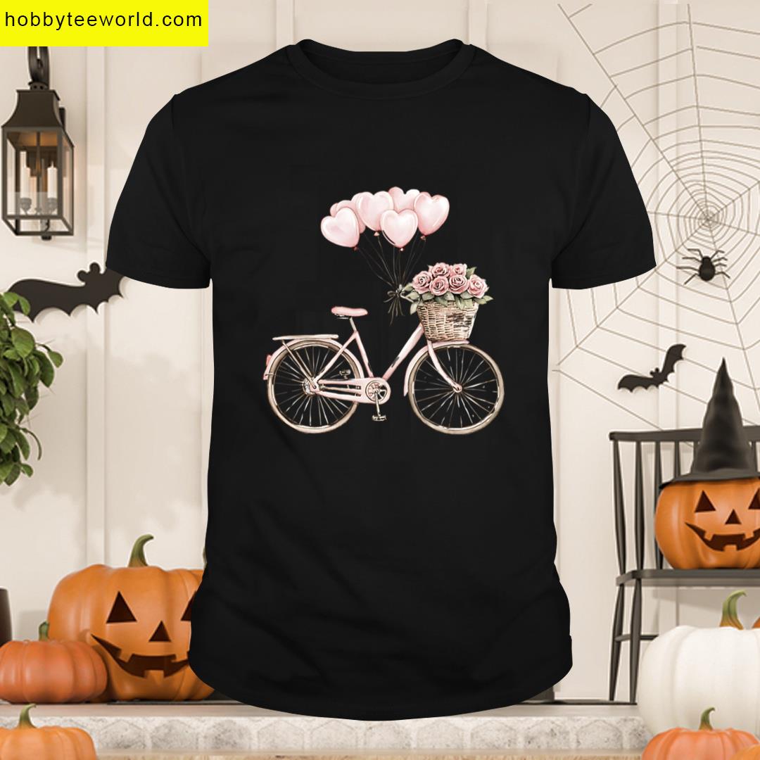 Pink Bicycle With Heart Balloons T-shirt