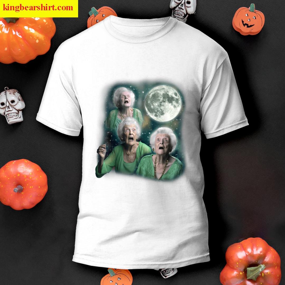 Three Granny Moon 3 Old Ladys Howling Weird Cursed Meme T-shirt