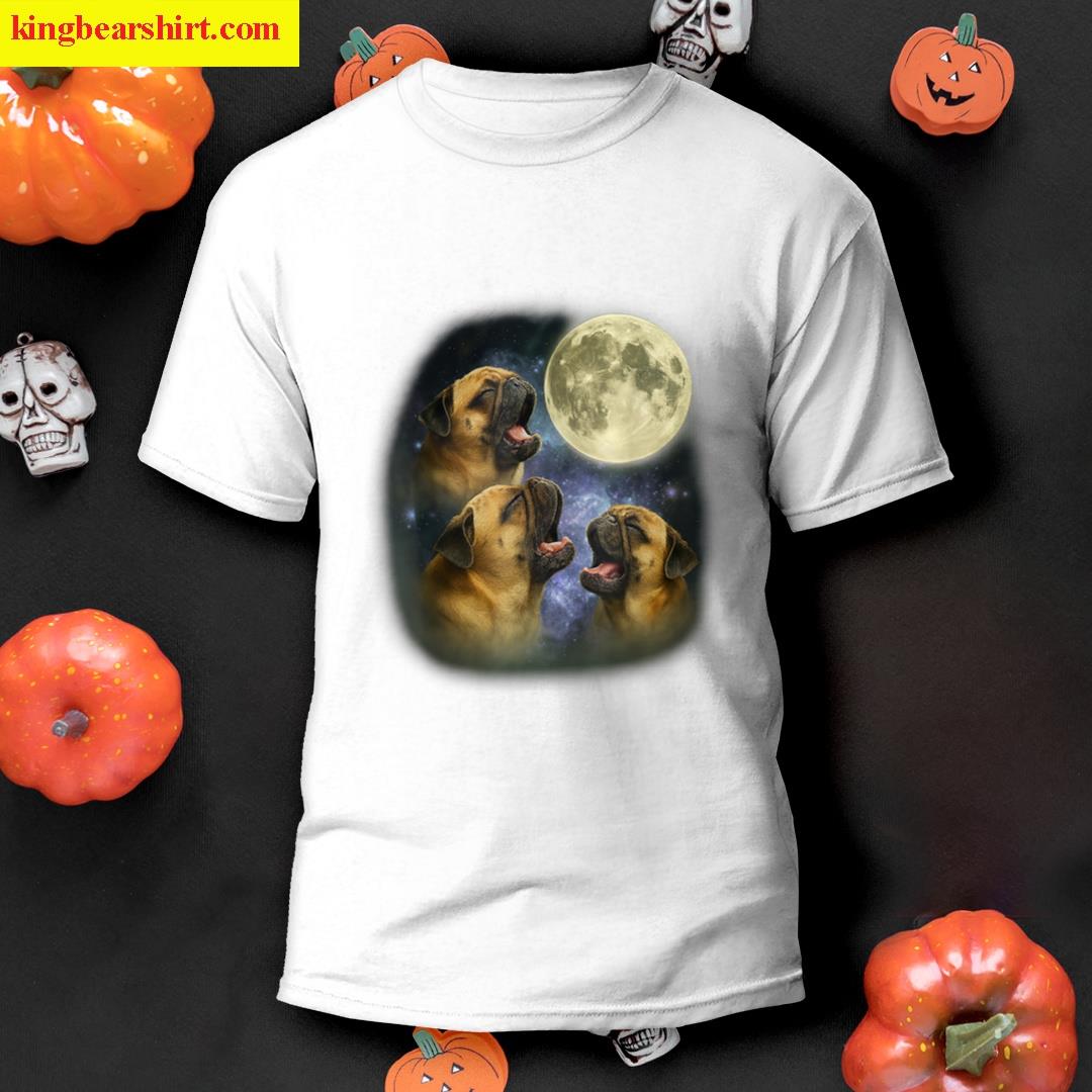 Three Pugs Howling At The Moon Funny Magical Cursed Meme T-shirt