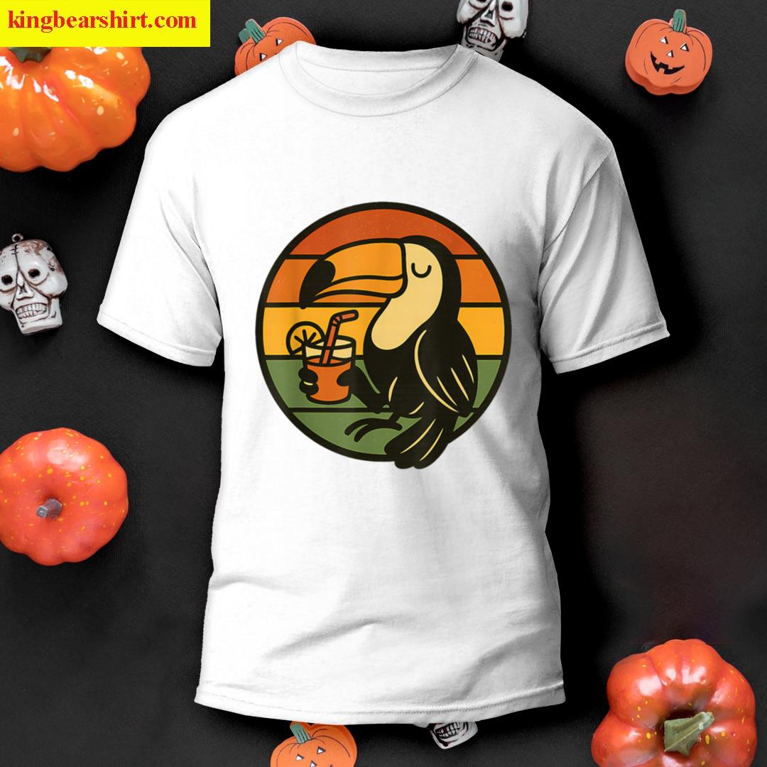 Toucan Sipping Retro Vibes Funny Meme T-shirt