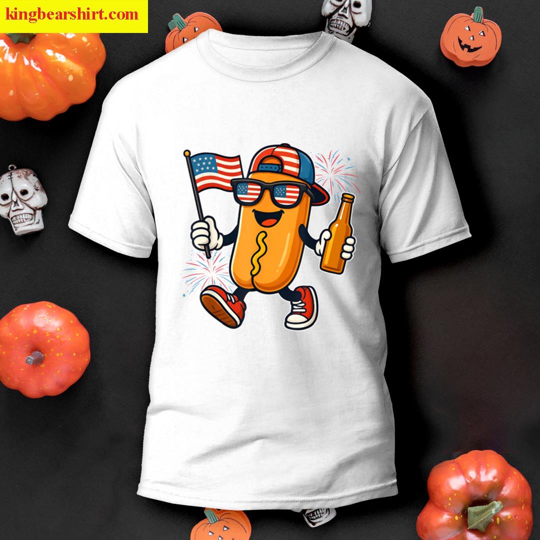 4th Of July Hotdog Funny Fourth Of July Patriotic Usa Flag T-shirt