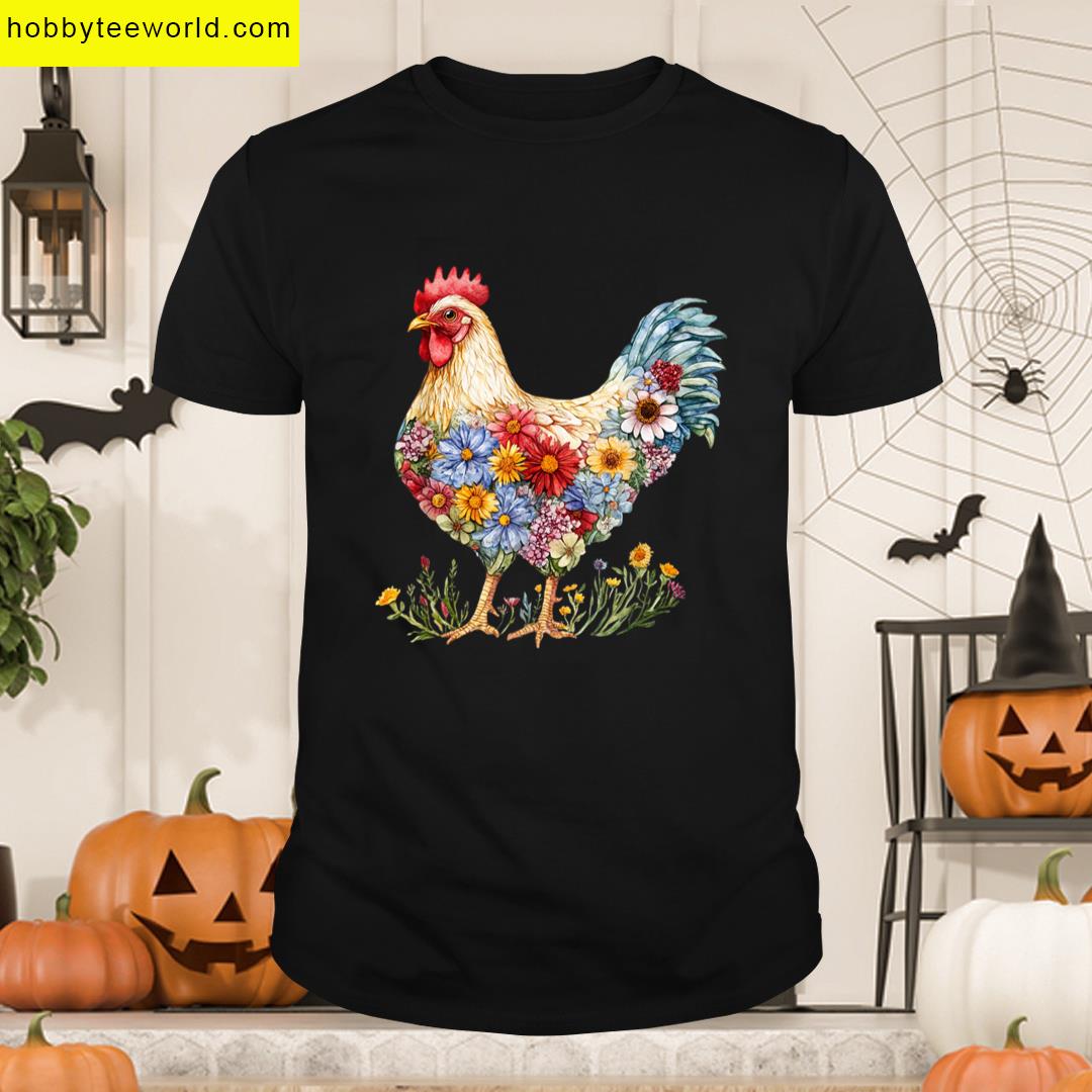 Floral Chicken Lover Wildflower Chicken Mom Gardening Top T-shirt