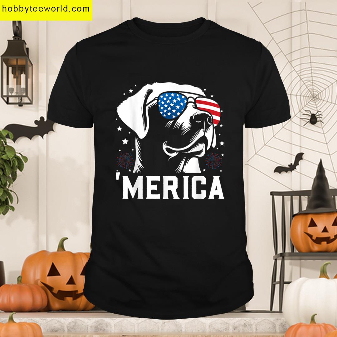 Funny Patriotic Labrador Retriever Merica Happy 4th Of July T-shirt