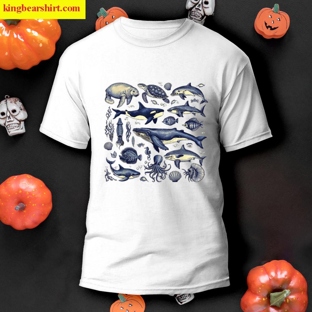 Ocean Life Sea Whale Dolphin 90s Vintage Funny Women Kids T-shirt
