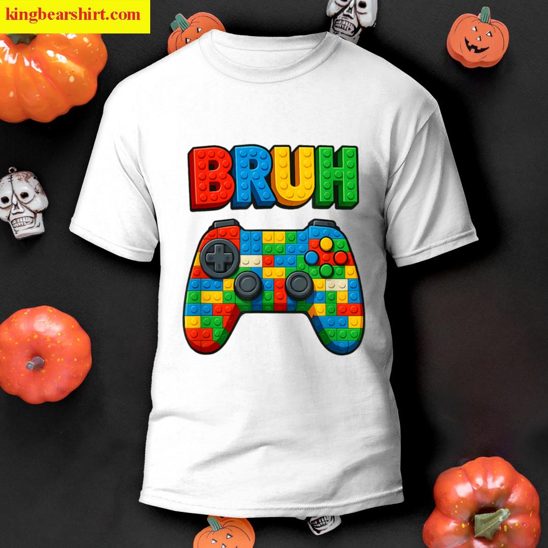 Play Building Blocks Bruh Saying Funny Gamer Boys Brick T-shirt