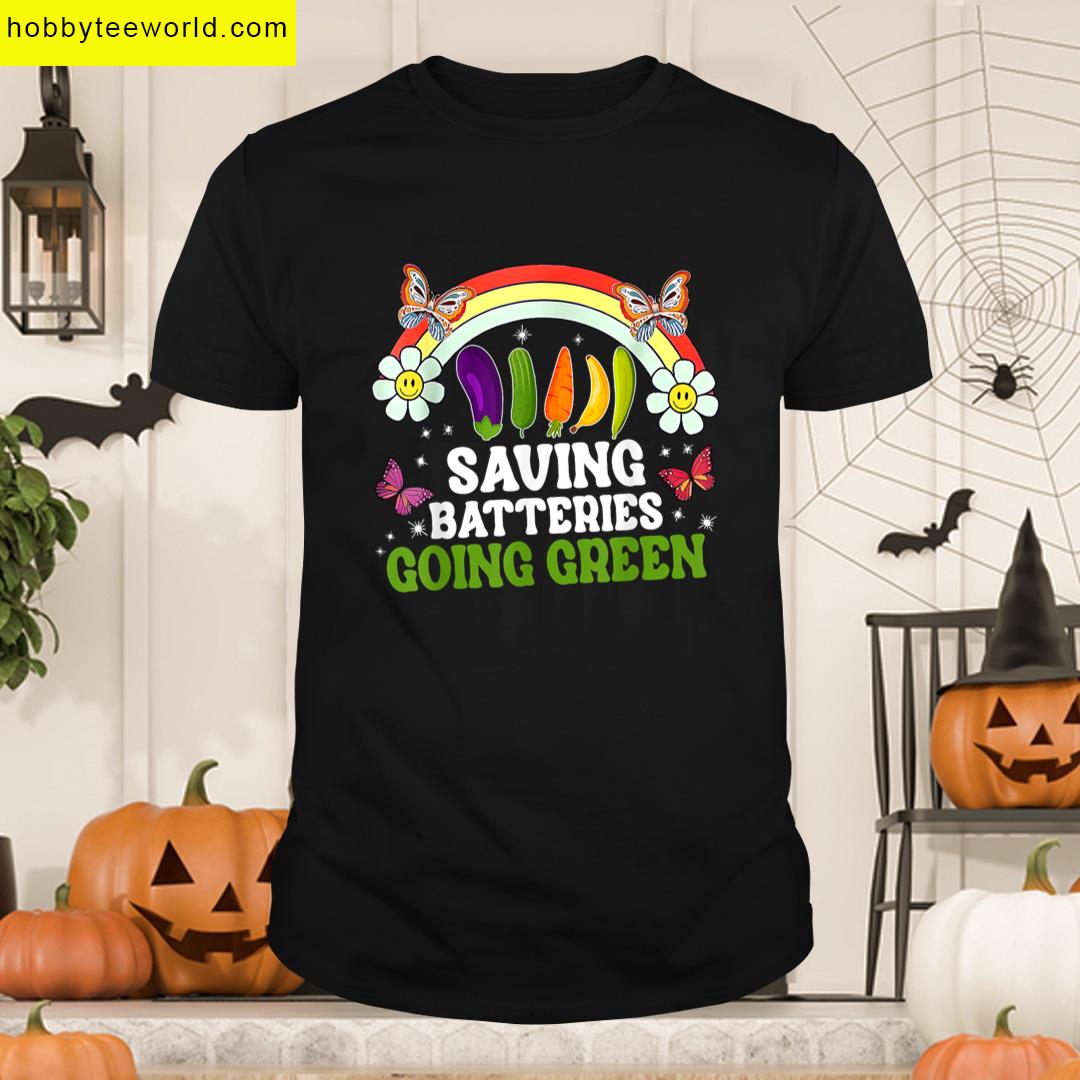 Saving Batteries Going Green Funny Inappropriate Adult Humor T-shirt