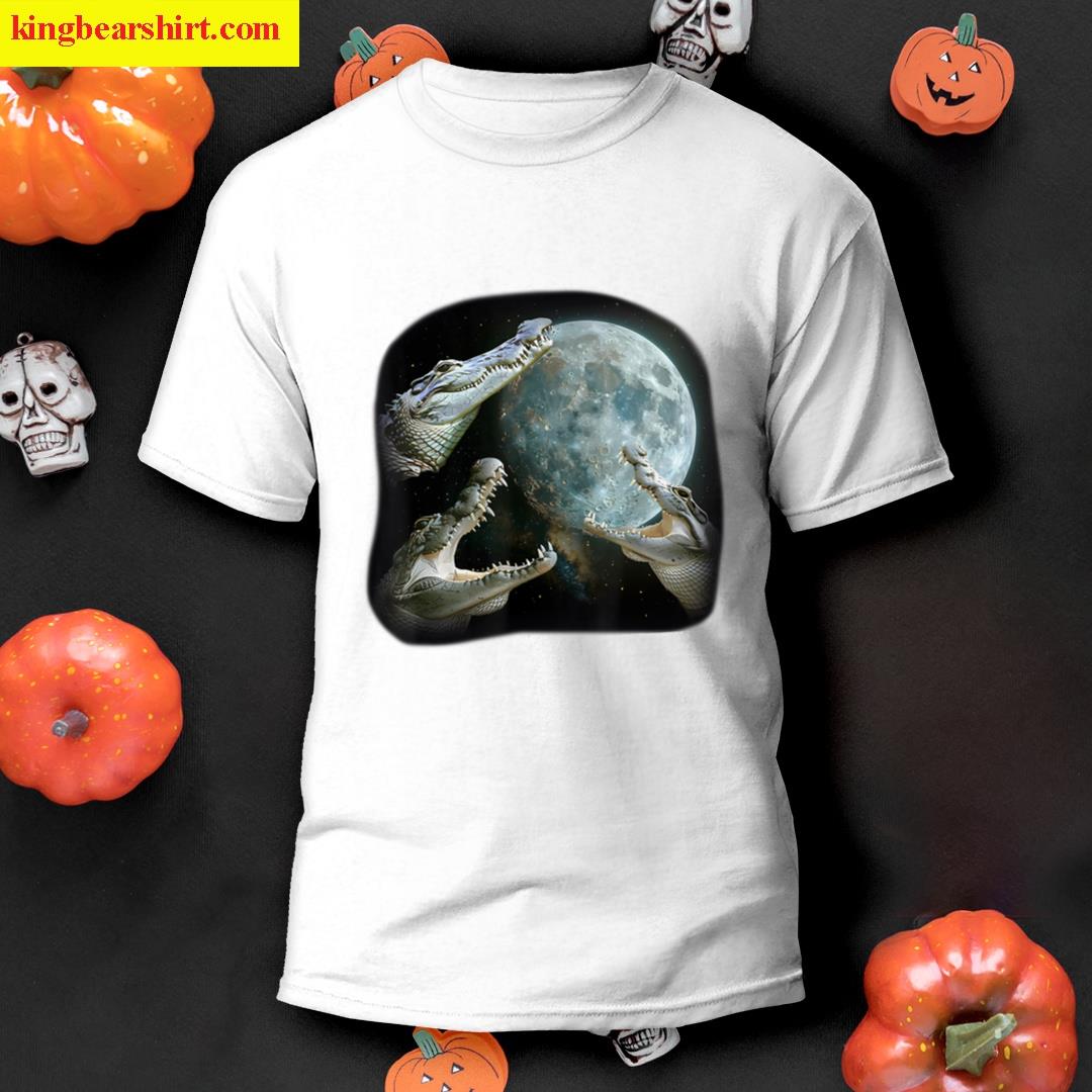 Three Crocodiles Moon Retro 3 Alligator Weird Cursed Meme T-shirt
